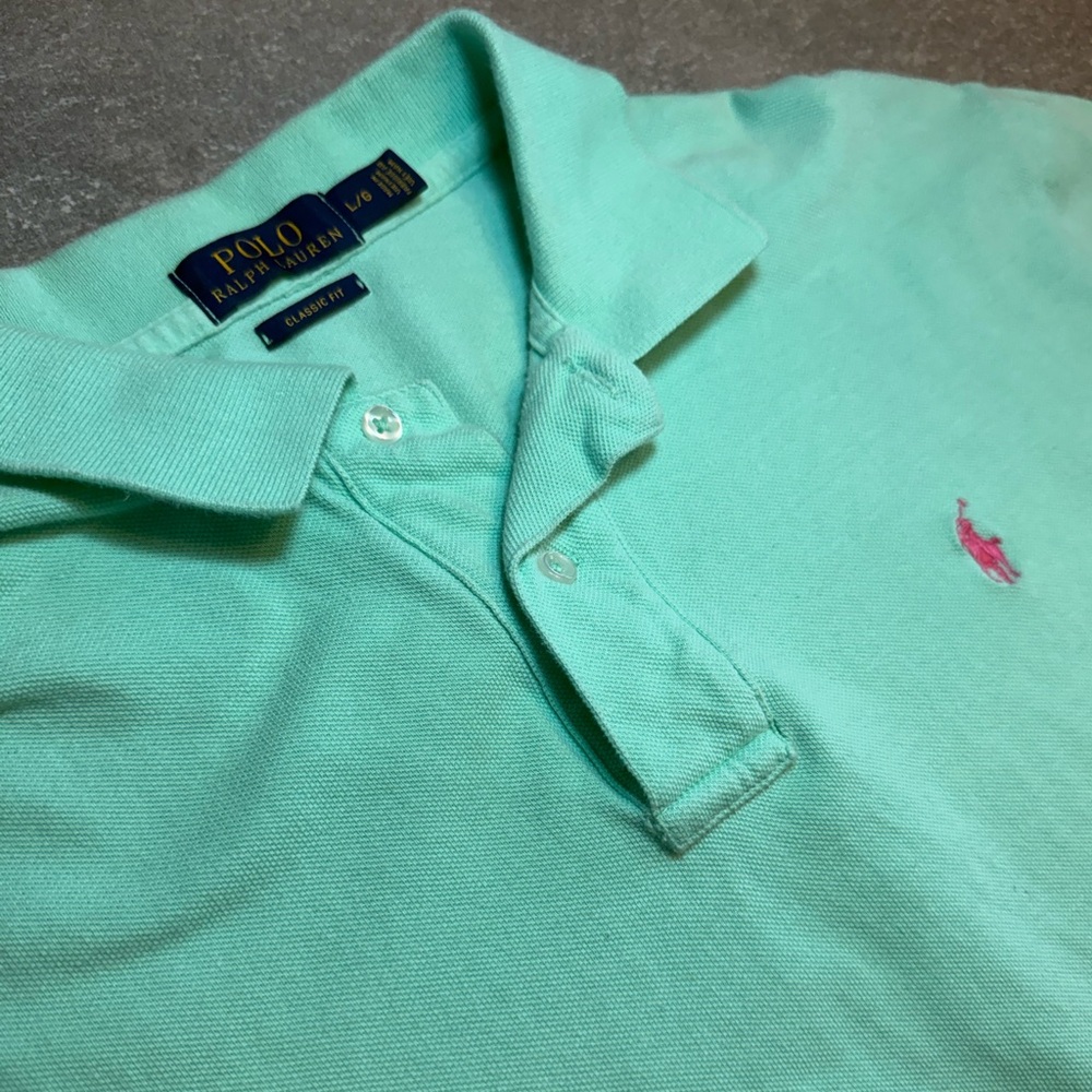 Polo Ralph Lauren Lime Green Classic Fit Short-sleeve Polo w/Pink Pony -Size L